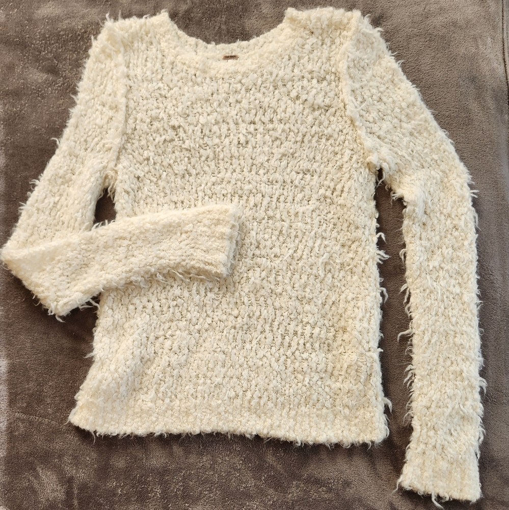 Free People Ivory Soft Knit Sweater Size Medium Bell Sleeves